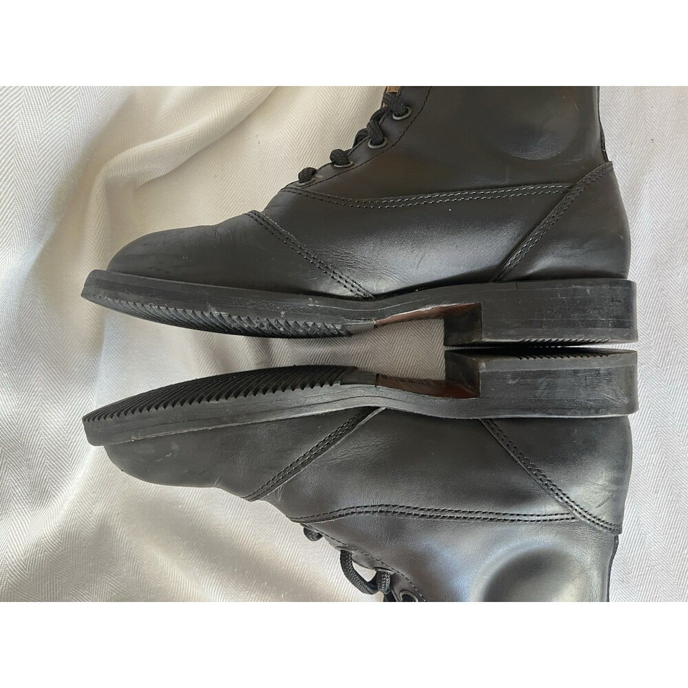 BMW Black Leather Lace Up Ankle Moto Riding Boot W/ Ankle Protector Women SZ 6 - Picture 8 of 11